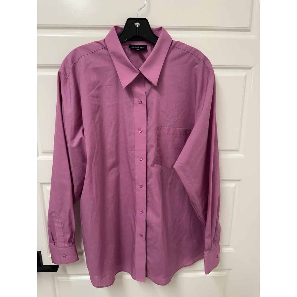 FOXCROFT Purple Classic Fit Wrinkle Free Blouse Top 48 Chest 30 Long Sz 18 A10